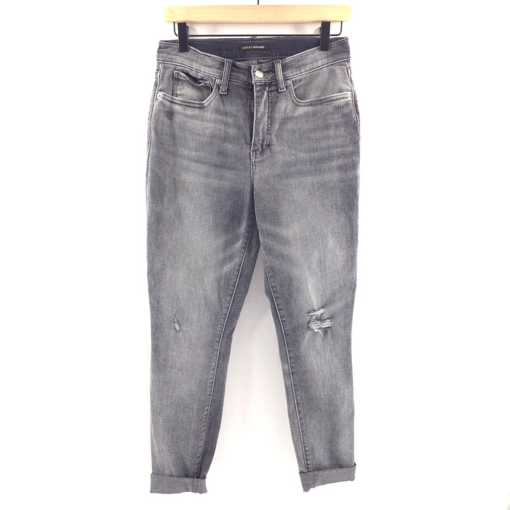 Lucky Brand Womens Jeans Bridgette High Rise Skinny 6/28L Grey Distressed Denim‎